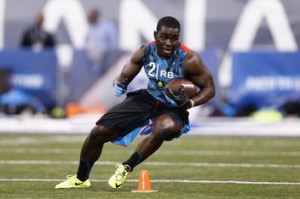 INDIANAPOLIS, IN - FEBRUARY 24: Montee Ball of Wisconsin works out during the 2013 NFL Combine at Lucas Oil Stadium on February 24, 2013 in Indianapolis, Indiana. (Photo by Joe Robbins/Getty Images)